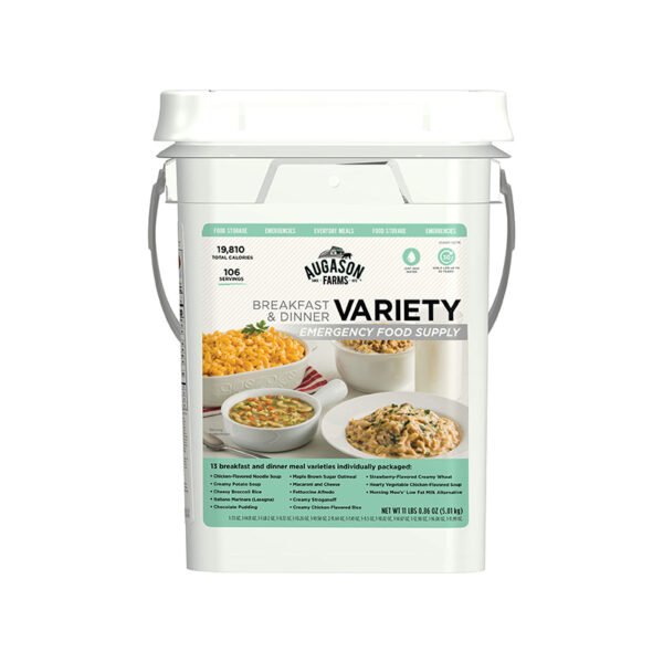 Augason Farms Breakfast and Dinner Variety Pail Emergency Food Supply Everyday Meals 4 Gallon Pail