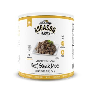 Augason Farms Freeze Dried Beef Chunks 1 lb No. 10 Can, 16 oz (5-11172)