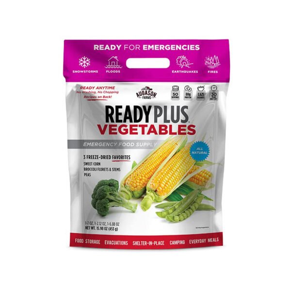 Augason Farms READY PLUS™ Freeze-Dried Vegetables Resealable Pouch Emergency Food Supply 15.9 oz